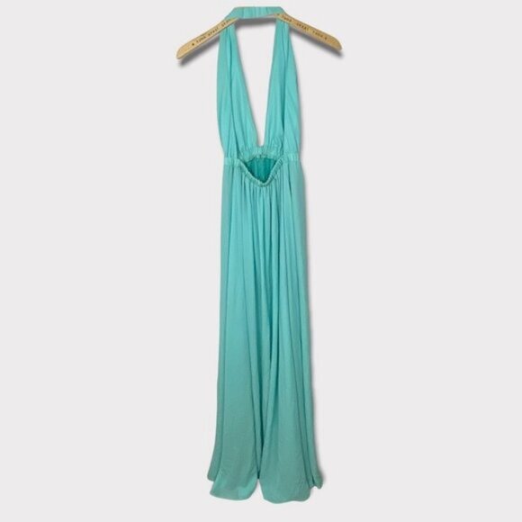NWT Show Me Your Mumu Luna Halter Maxi Dress Teal Blue Size Small New Tags Boho - Picture 5 of 11